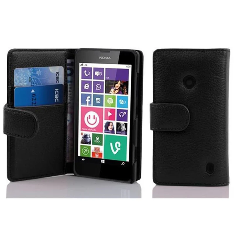 Cadorabo Hülle kompatibel mit Nokia Lumia 630 / 635 Schutzhülle aus strukturiertem Kunstleder und Kartenfach