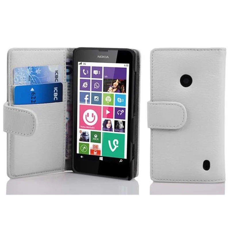 Cadorabo Hülle kompatibel mit Nokia Lumia 630 / 635 Schutzhülle aus strukturiertem Kunstleder und Kartenfach