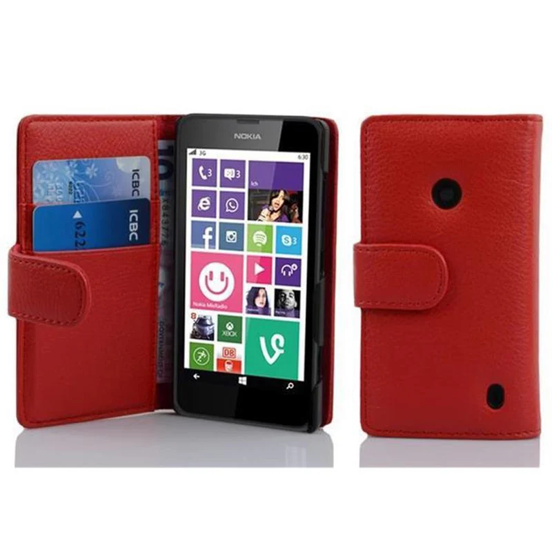 Cadorabo Hülle kompatibel mit Nokia Lumia 630 / 635 Schutzhülle aus strukturiertem Kunstleder und Kartenfach