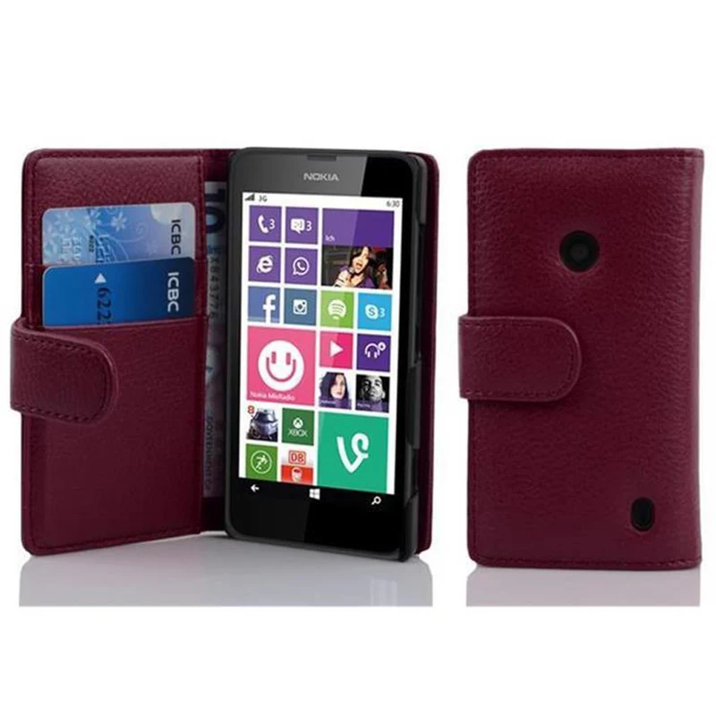 Cadorabo Hülle kompatibel mit Nokia Lumia 630 / 635 Schutzhülle aus strukturiertem Kunstleder und Kartenfach