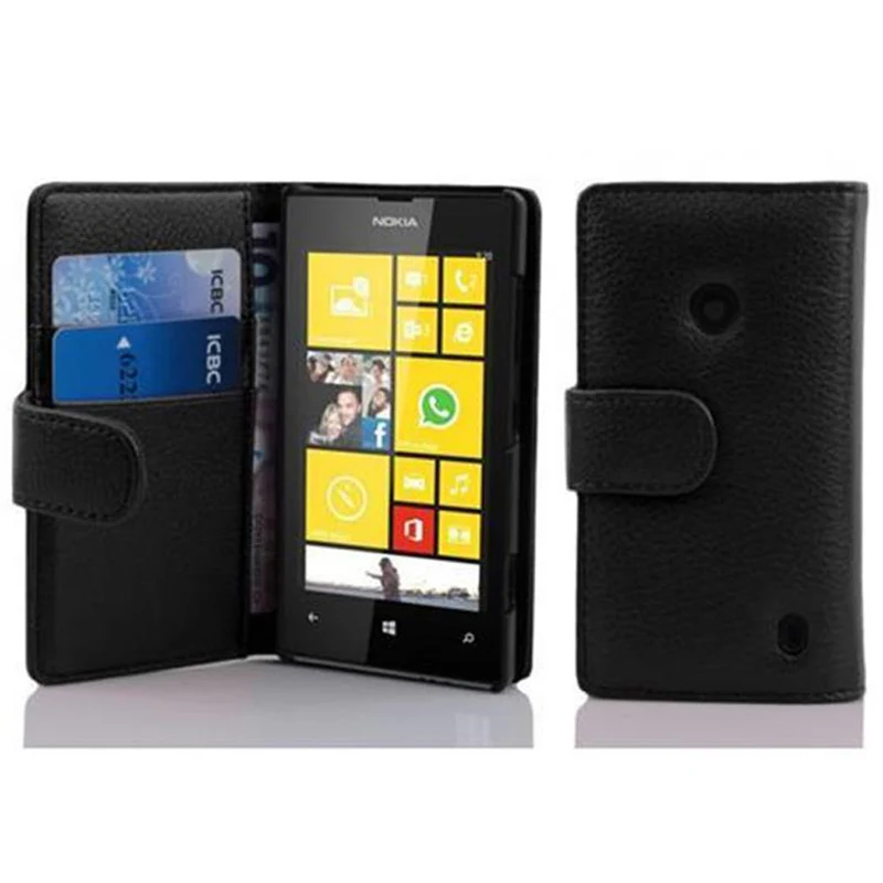 Cadorabo Hülle kompatibel mit Nokia Lumia 520 / 521 Schutzhülle aus strukturiertem Kunstleder und Kartenfach