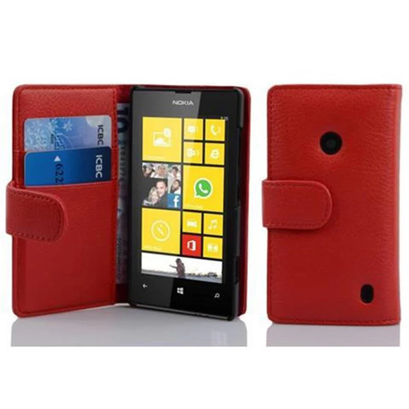 Cadorabo Hülle kompatibel mit Nokia Lumia 520 / 521 Schutzhülle aus strukturiertem Kunstleder und Kartenfach