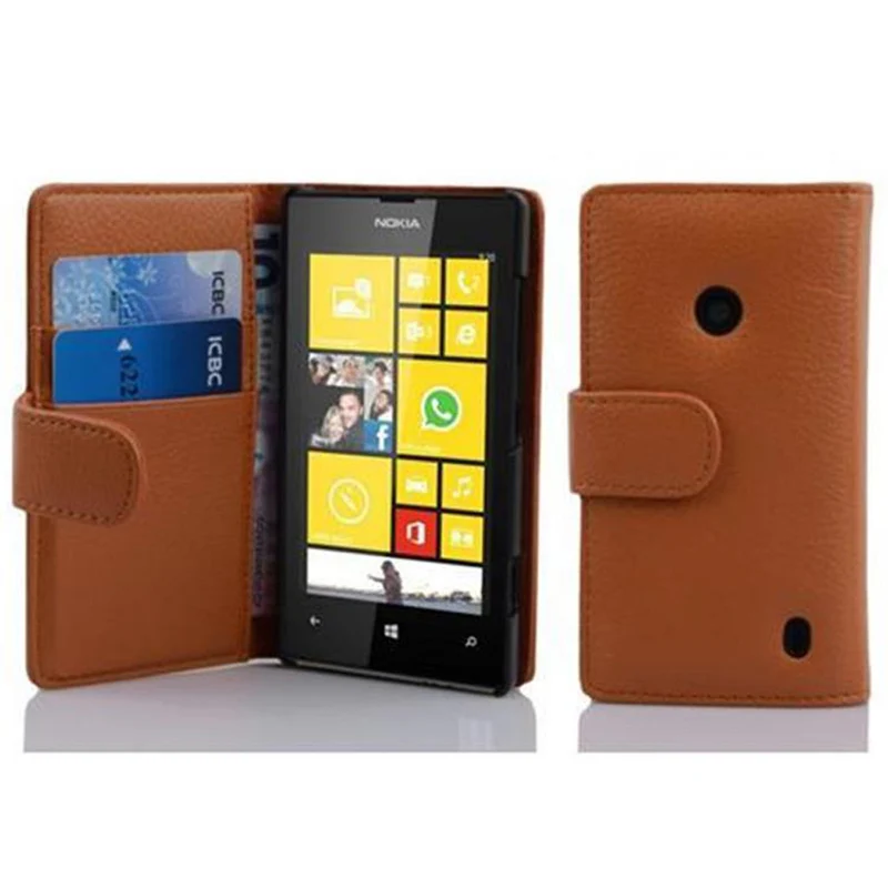 Cadorabo Hülle kompatibel mit Nokia Lumia 520 / 521 Schutzhülle aus strukturiertem Kunstleder und Kartenfach