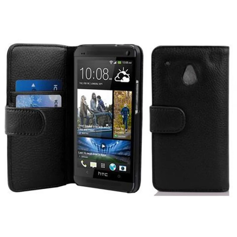 Cadorabo Hülle kompatibel mit HTC ONE M4 MINI Schutzhülle aus strukturiertem Kunstleder und Kartenfach
