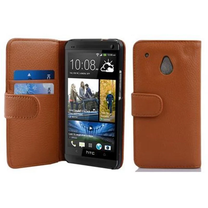 Cadorabo Hülle kompatibel mit HTC ONE M4 MINI Schutzhülle aus strukturiertem Kunstleder und Kartenfach
