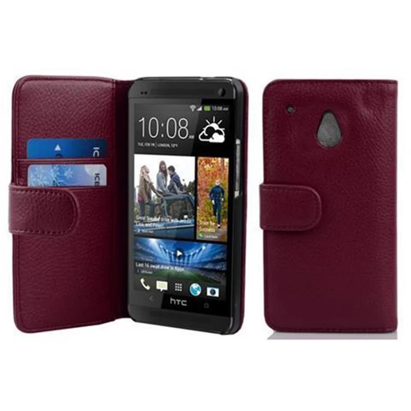 Cadorabo Hülle kompatibel mit HTC ONE M4 MINI Schutzhülle aus strukturiertem Kunstleder und Kartenfach