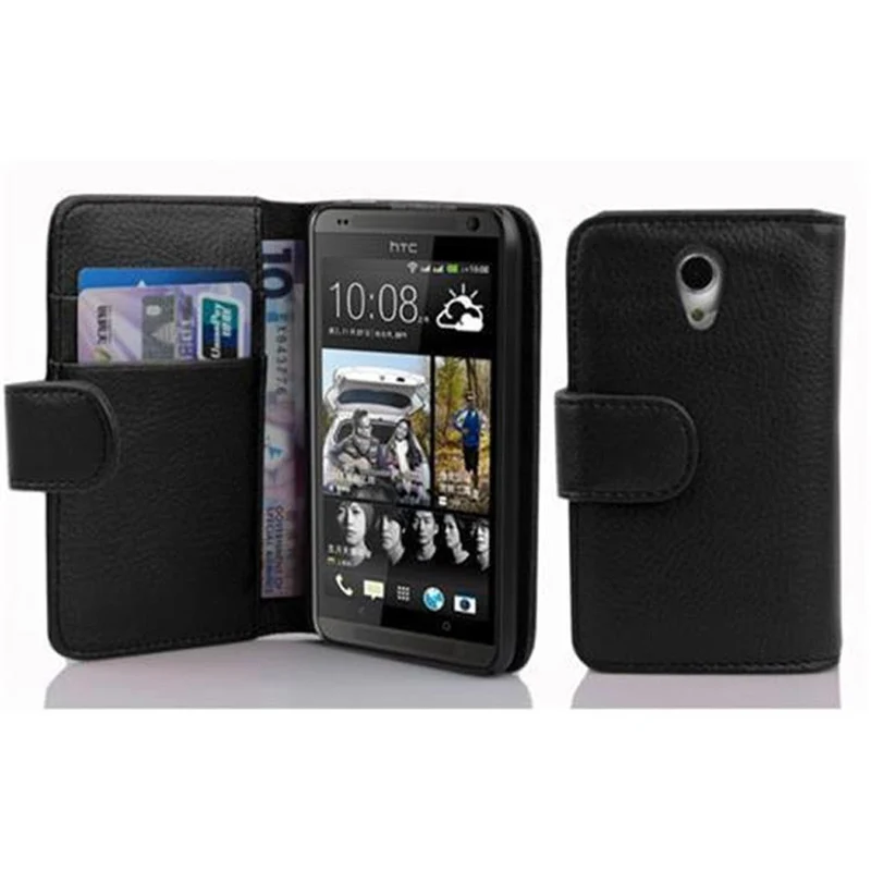Cadorabo Hülle kompatibel mit HTC Desire 700 Schutzhülle aus strukturiertem Kunstleder und Kartenfach