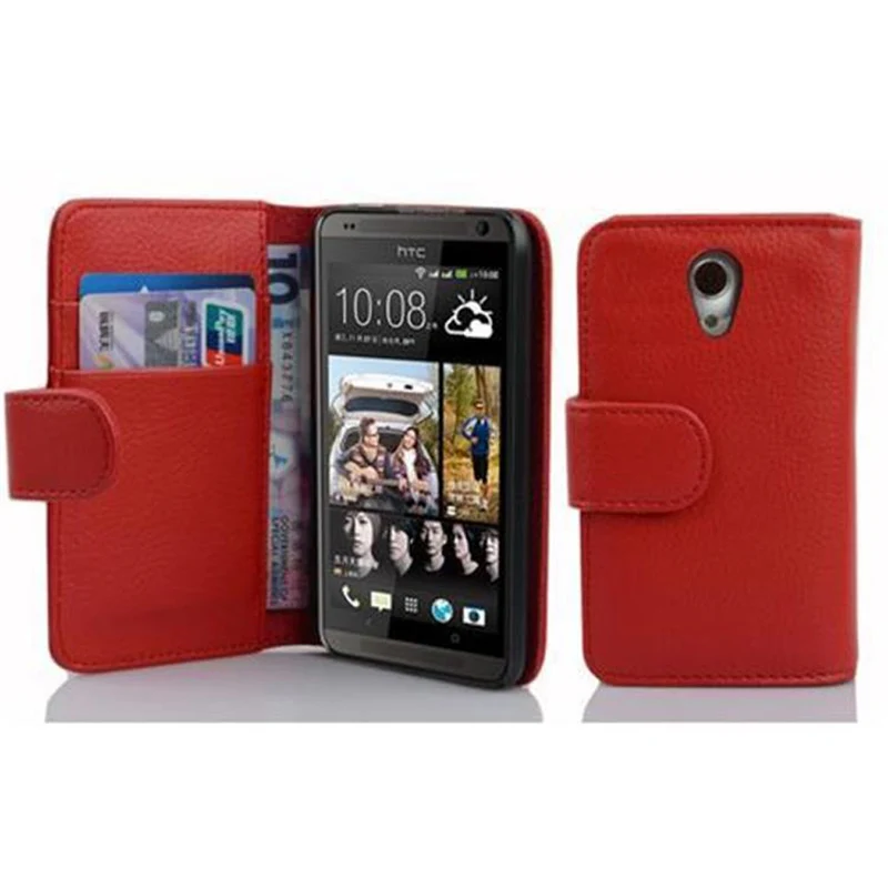 Cadorabo Hülle kompatibel mit HTC Desire 700 Schutzhülle aus strukturiertem Kunstleder und Kartenfach