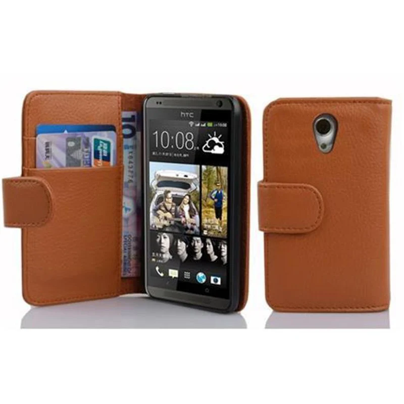 Cadorabo Hülle kompatibel mit HTC Desire 700 Schutzhülle aus strukturiertem Kunstleder und Kartenfach