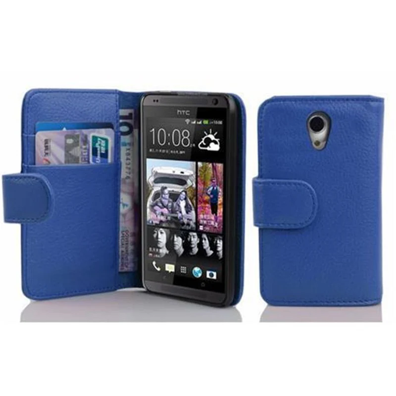 Cadorabo Hülle kompatibel mit HTC Desire 700 Schutzhülle aus strukturiertem Kunstleder und Kartenfach