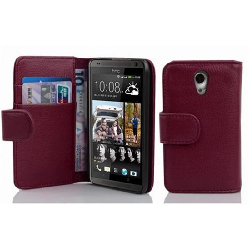 Cadorabo Hülle kompatibel mit HTC Desire 700 Schutzhülle aus strukturiertem Kunstleder und Kartenfach