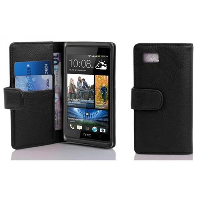 Cadorabo Hülle kompatibel mit HTC Desire 600 Schutzhülle aus strukturiertem Kunstleder und Kartenfach