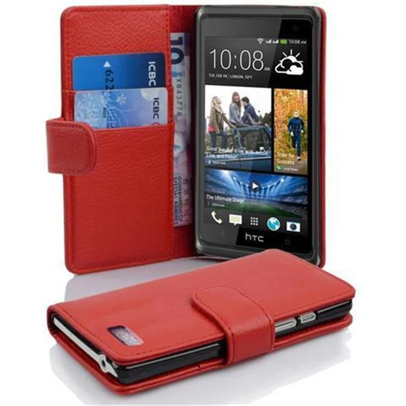 Cadorabo Hülle kompatibel mit HTC Desire 600 Schutzhülle aus strukturiertem Kunstleder und Kartenfach