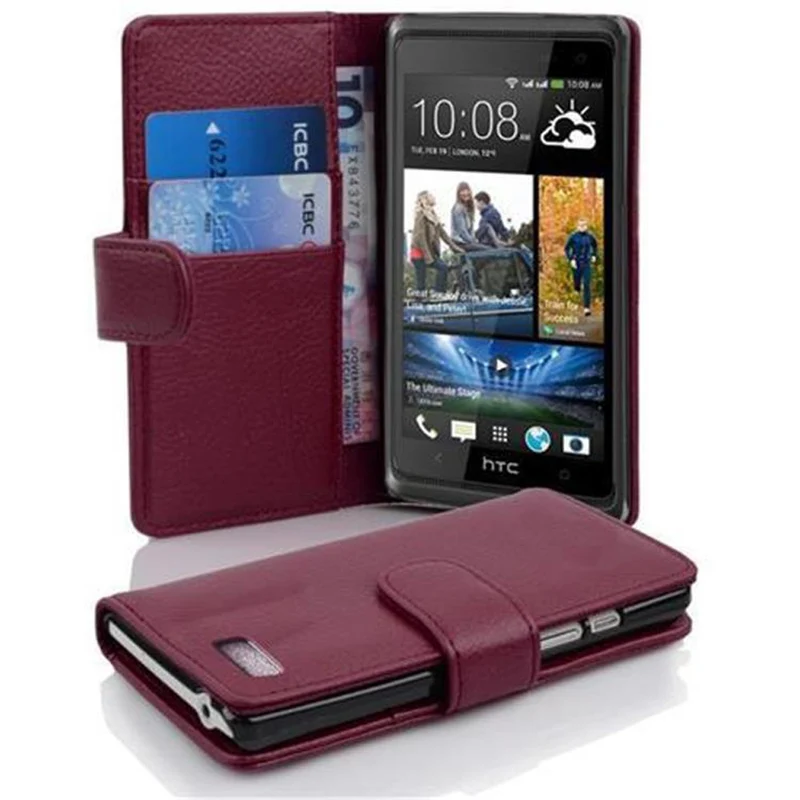 Cadorabo Hülle kompatibel mit HTC Desire 600 Schutzhülle aus strukturiertem Kunstleder und Kartenfach