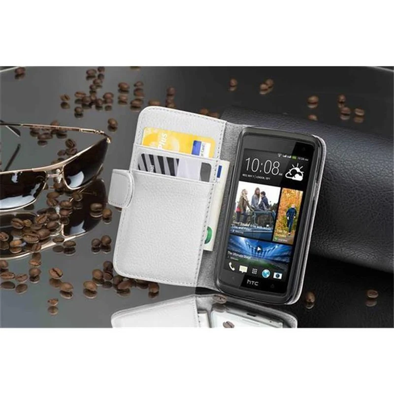 Cadorabo Hülle kompatibel mit HTC Desire 600 Schutzhülle aus strukturiertem Kunstleder und Kartenfach