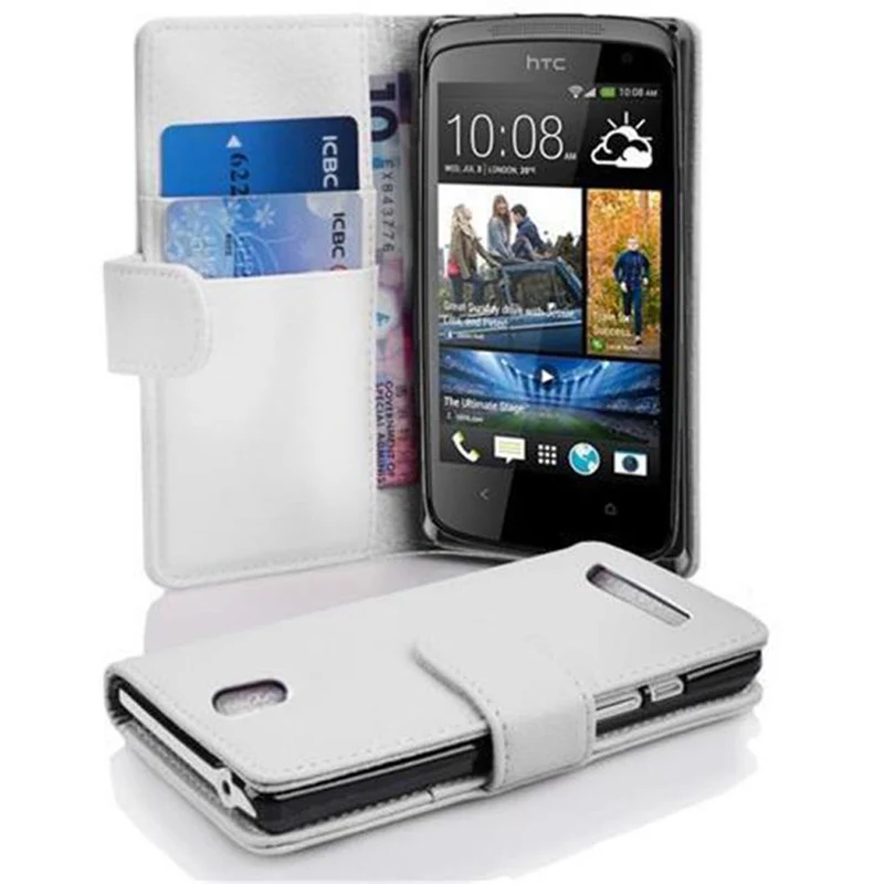 Cadorabo Hülle kompatibel mit HTC Desire 500 Schutzhülle aus strukturiertem Kunstleder und Kartenfach