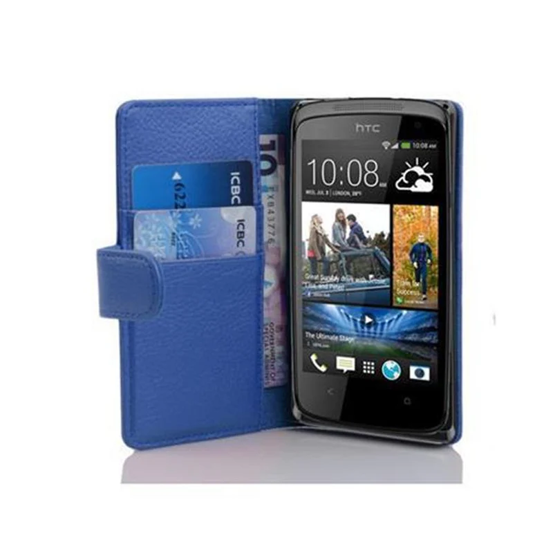 Cadorabo Hülle kompatibel mit HTC Desire 500 Schutzhülle aus strukturiertem Kunstleder und Kartenfach