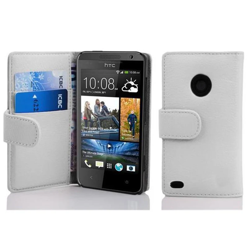 Cadorabo Hülle kompatibel mit HTC Desire 300 Schutzhülle aus strukturiertem Kunstleder und Kartenfach