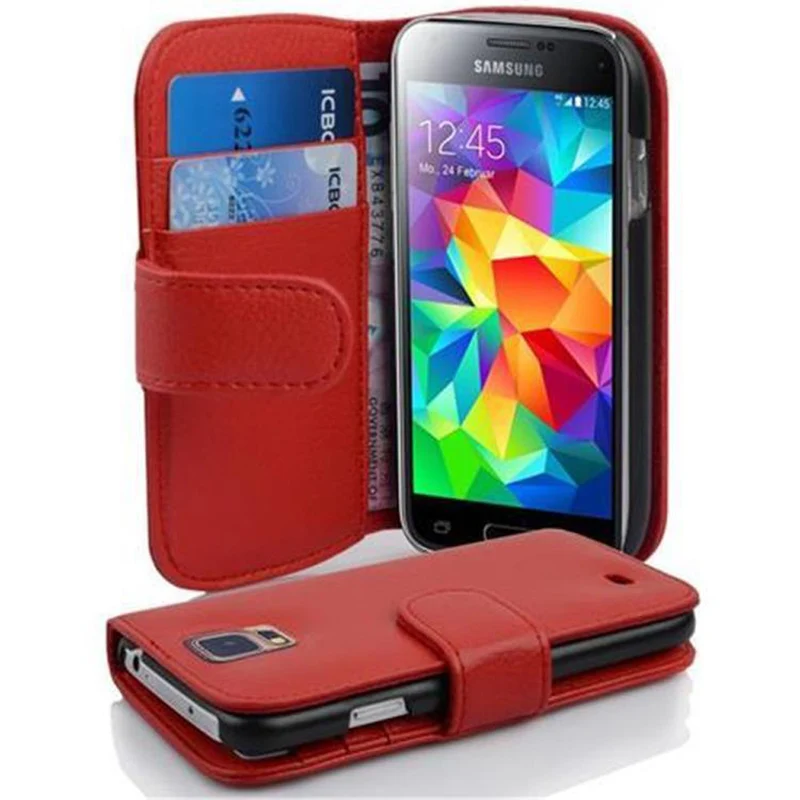 Cadorabo Hülle kompatibel mit Samsung Galaxy S5 MINI / S5 MINI DUOS Schutzhülle aus strukturiertem Kunstleder und Kartenfach