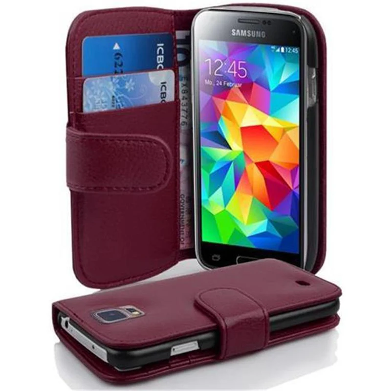 Cadorabo Hülle kompatibel mit Samsung Galaxy S5 MINI / S5 MINI DUOS Schutzhülle aus strukturiertem Kunstleder und Kartenfach