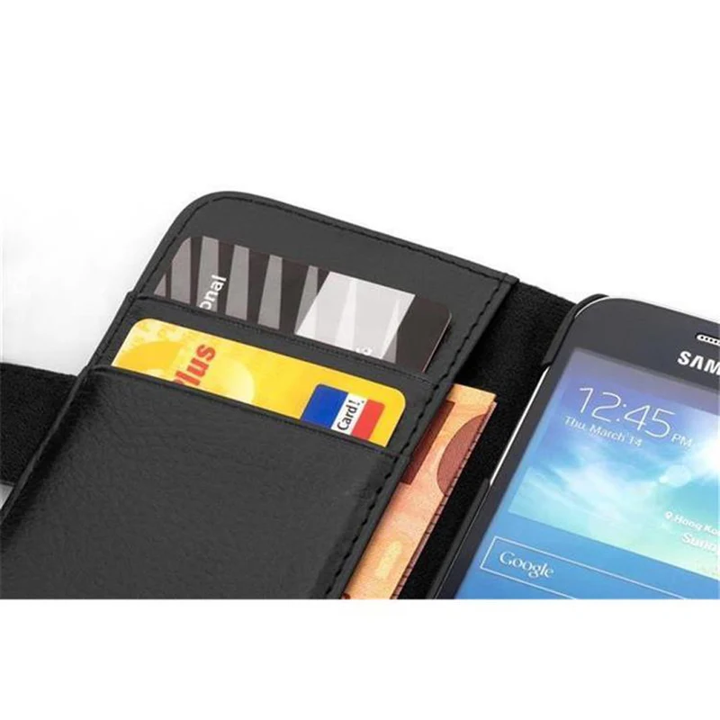Cadorabo Hülle kompatibel mit Samsung Galaxy S5 MINI / S5 MINI DUOS Schutzhülle aus strukturiertem Kunstleder und Kartenfach