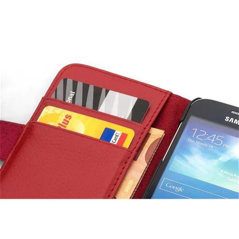 Cadorabo Hülle kompatibel mit Samsung Galaxy S5 MINI / S5 MINI DUOS Schutzhülle aus strukturiertem Kunstleder und Kartenfach