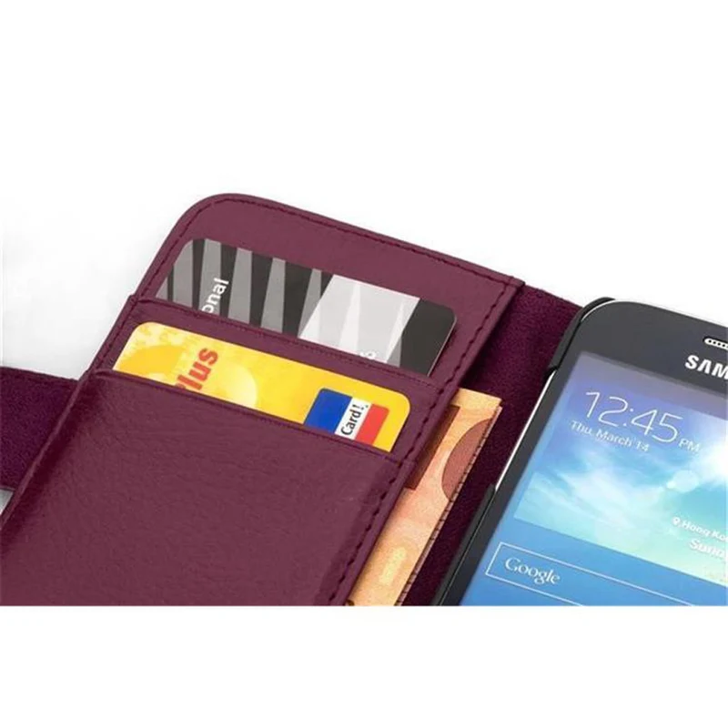 Cadorabo Hülle kompatibel mit Samsung Galaxy S5 MINI / S5 MINI DUOS Schutzhülle aus strukturiertem Kunstleder und Kartenfach