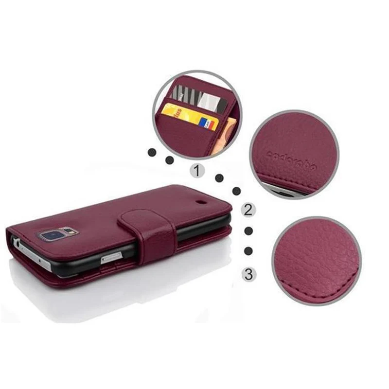 Cadorabo Hülle kompatibel mit Samsung Galaxy S5 MINI / S5 MINI DUOS Schutzhülle aus strukturiertem Kunstleder und Kartenfach