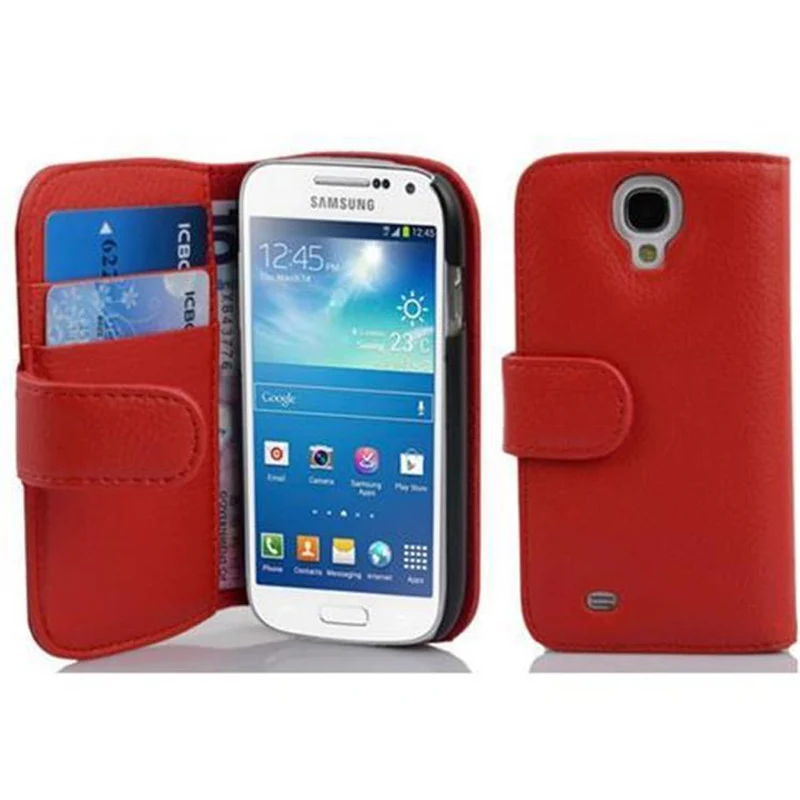 Cadorabo Hülle kompatibel mit Samsung Galaxy S4 MINI Schutzhülle aus strukturiertem Kunstleder und Kartenfach