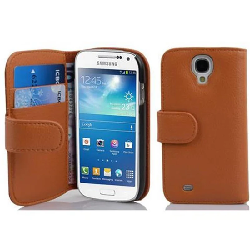 Cadorabo Hülle kompatibel mit Samsung Galaxy S4 MINI Schutzhülle aus strukturiertem Kunstleder und Kartenfach