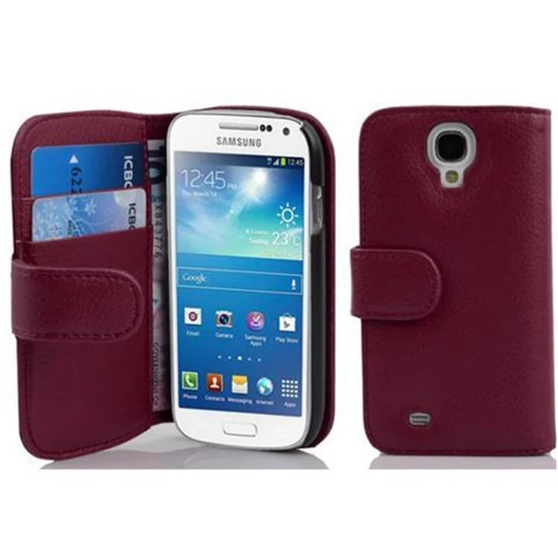 Cadorabo Hülle kompatibel mit Samsung Galaxy S4 MINI Schutzhülle aus strukturiertem Kunstleder und Kartenfach