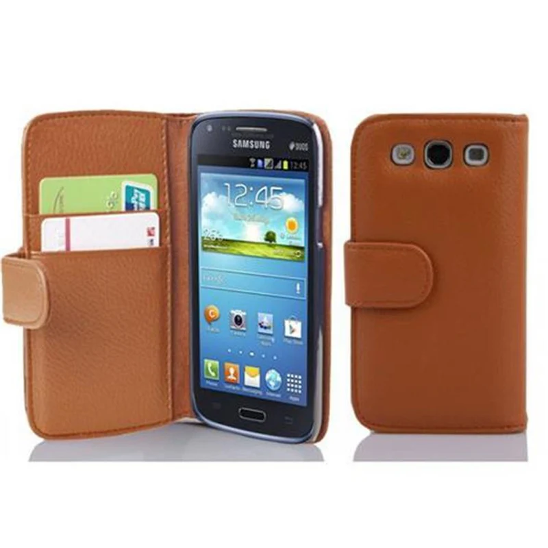 Cadorabo Hülle kompatibel mit Samsung Galaxy CORE / CORE DUOS Schutzhülle aus strukturiertem Kunstleder und Kartenfach