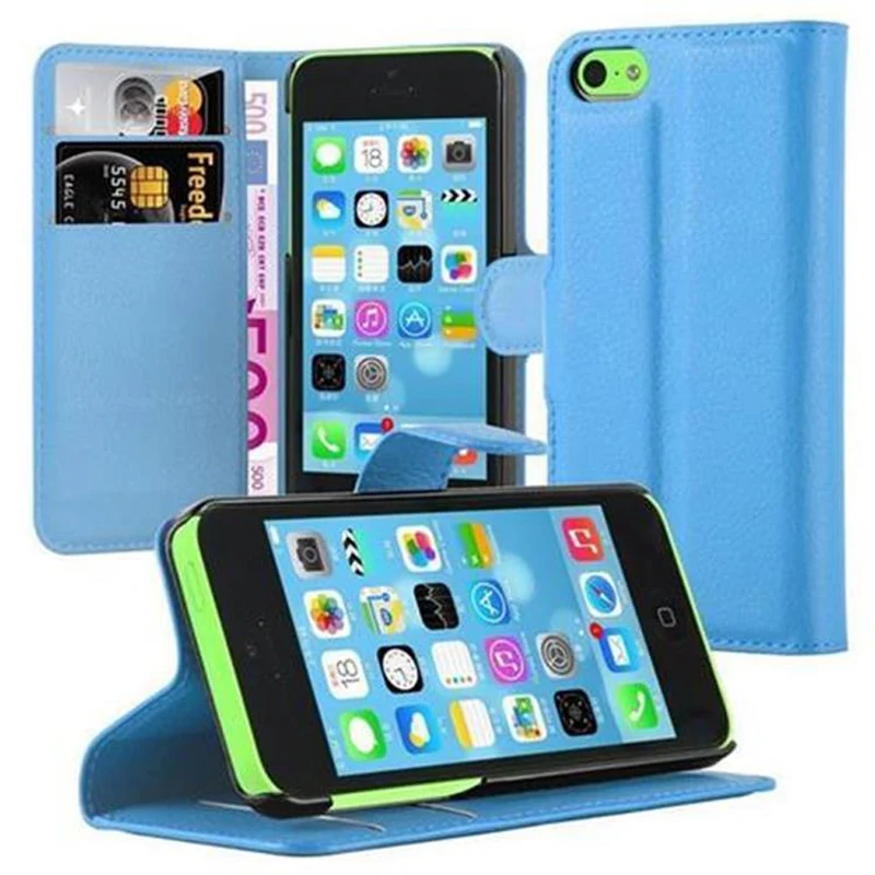 Cadorabo Hülle kompatibel mit Apple iPhone 5C Schutzhülle mit Magnetverschluss, Standfunktion und Kartenfach