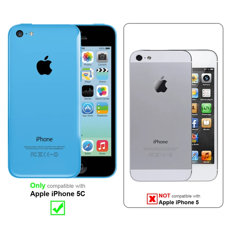 Cadorabo Hülle kompatibel mit Apple iPhone 5C Schutzhülle mit Magnetverschluss, Standfunktion und Kartenfach