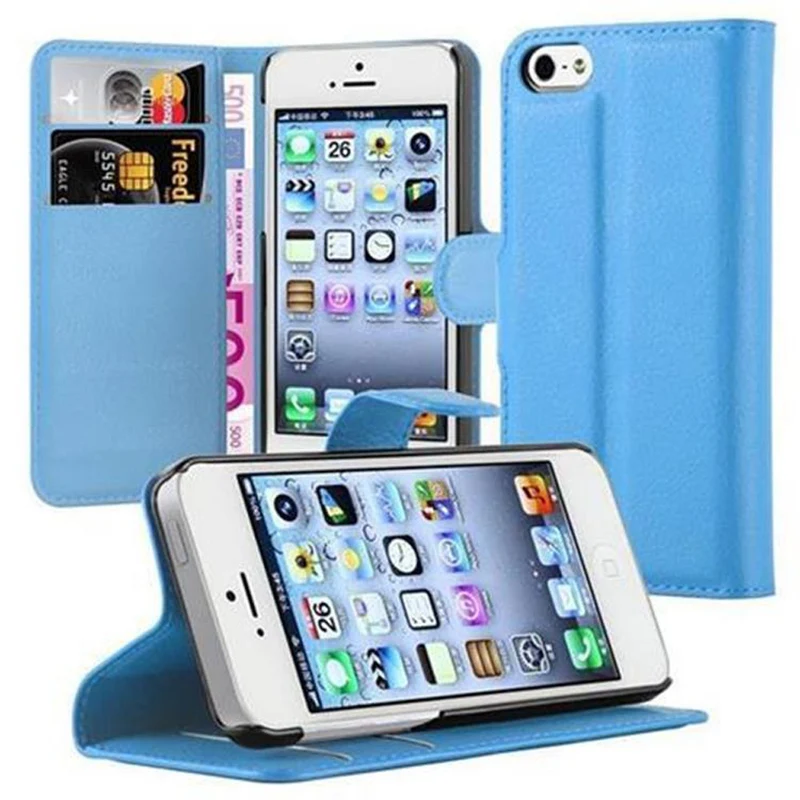Cadorabo Hülle kompatibel mit Apple iPhone 5 / 5S / SE 2016 Schutzhülle mit Magnetverschluss, Standfunktion und Kartenfach