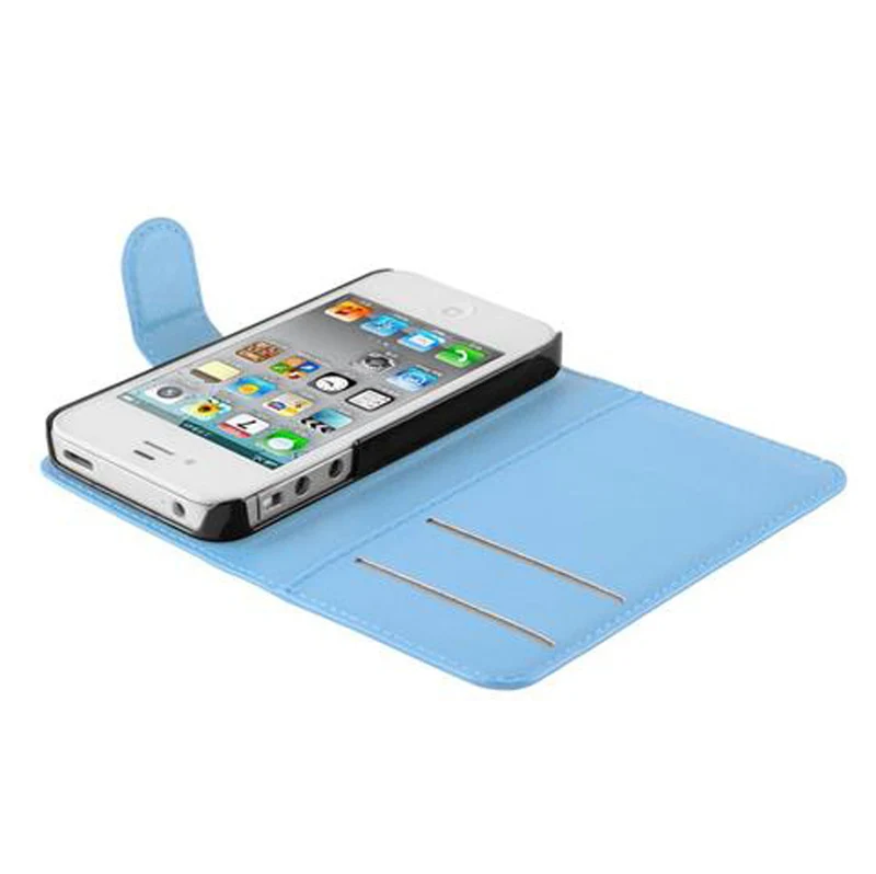 Cadorabo Hülle kompatibel mit Apple iPhone 4 / 4S Schutzhülle mit Magnetverschluss, Standfunktion und Kartenfach