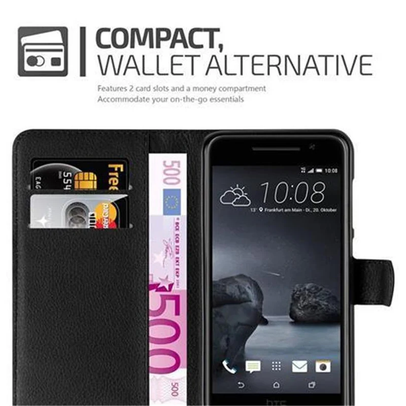 Cadorabo Hülle kompatibel mit HTC ONE A9 Schutzhülle mit Magnetverschluss, Standfunktion und Kartenfach