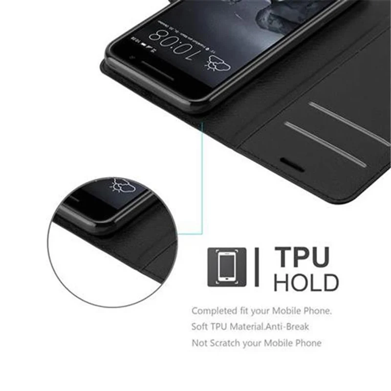 Cadorabo Hülle kompatibel mit HTC ONE A9 Schutzhülle mit Magnetverschluss, Standfunktion und Kartenfach