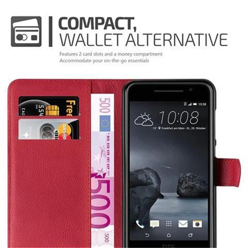 Cadorabo Hülle kompatibel mit HTC ONE A9 Schutzhülle mit Magnetverschluss, Standfunktion und Kartenfach