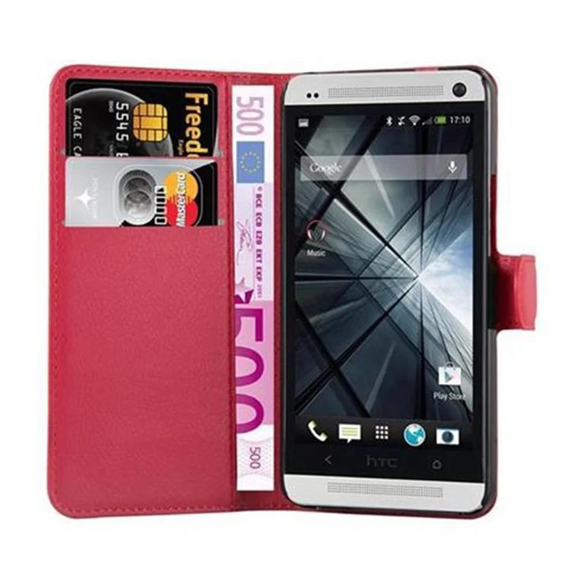 Cadorabo Hülle kompatibel mit HTC ONE M7 Schutzhülle mit Magnetverschluss, Standfunktion und Kartenfach