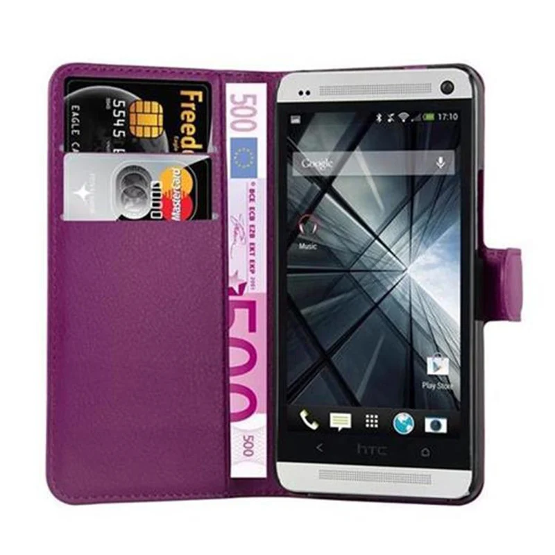 Cadorabo Hülle kompatibel mit HTC ONE M7 Schutzhülle mit Magnetverschluss, Standfunktion und Kartenfach