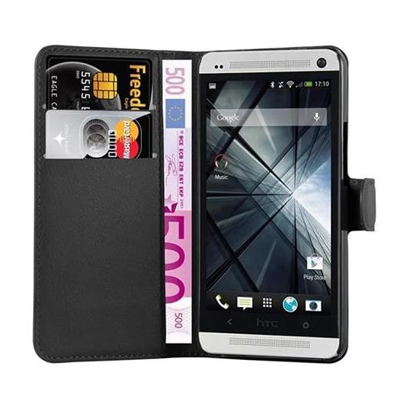 Cadorabo Hülle kompatibel mit HTC ONE M7 Schutzhülle mit Magnetverschluss, Standfunktion und Kartenfach
