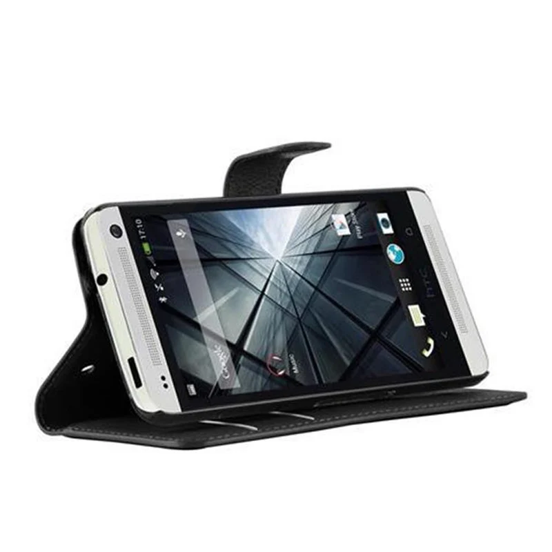 Cadorabo Hülle kompatibel mit HTC ONE M7 Schutzhülle mit Magnetverschluss, Standfunktion und Kartenfach