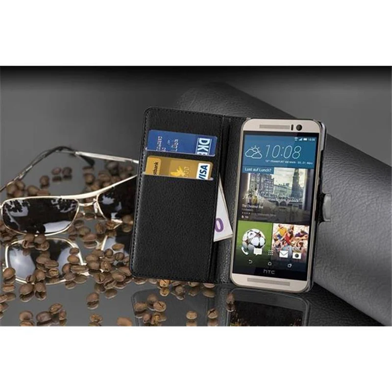 Cadorabo Hülle kompatibel mit HTC ONE M9 Schutzhülle mit Magnetverschluss, Standfunktion und Kartenfach