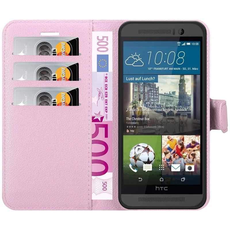 Cadorabo Hülle kompatibel mit HTC ONE M9 Schutzhülle mit Magnetverschluss, Standfunktion und Kartenfach