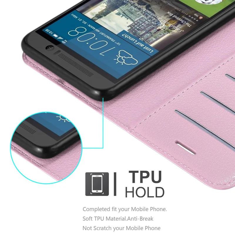 Cadorabo Hülle kompatibel mit HTC ONE M9 Schutzhülle mit Magnetverschluss, Standfunktion und Kartenfach