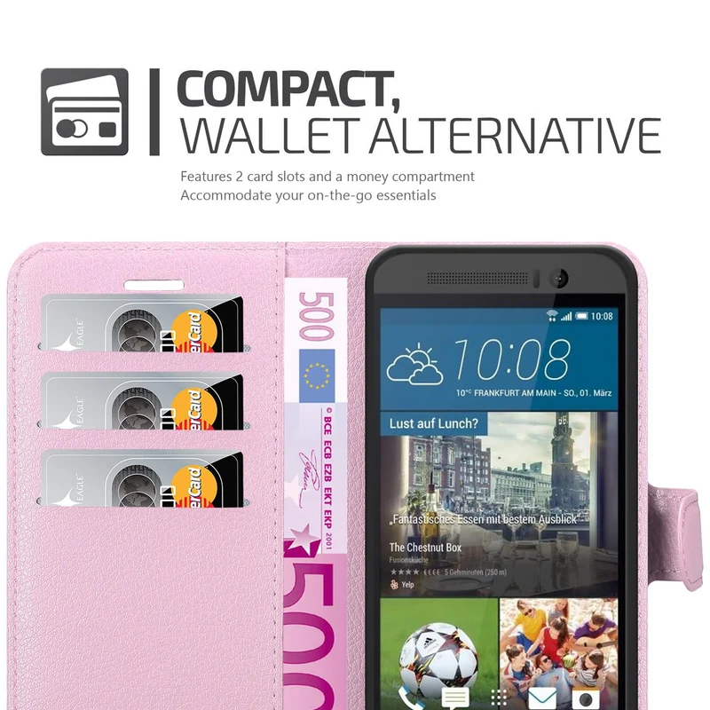 Cadorabo Hülle kompatibel mit HTC ONE M9 Schutzhülle mit Magnetverschluss, Standfunktion und Kartenfach