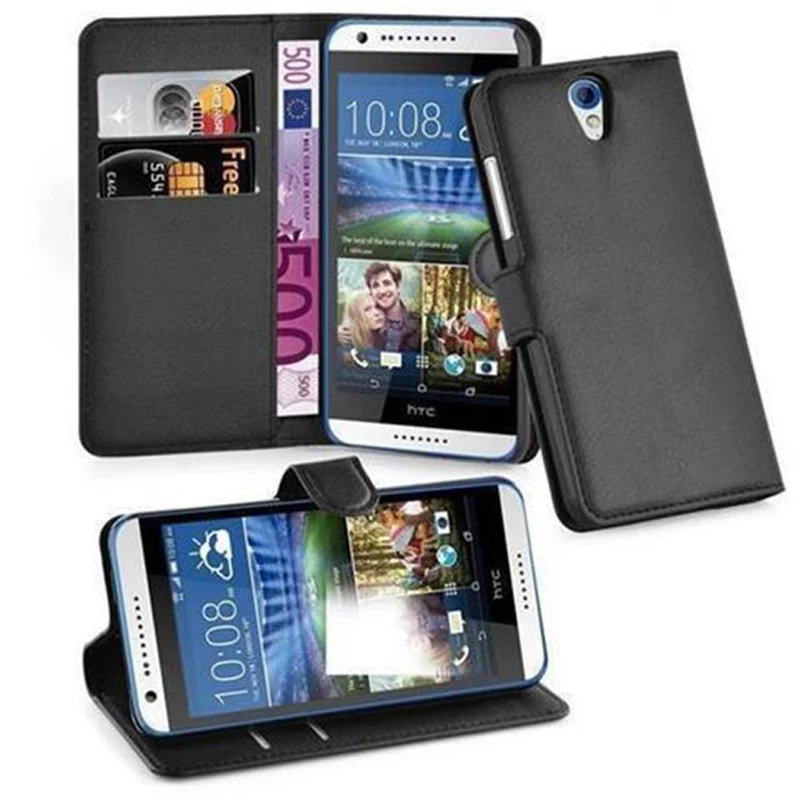 Cadorabo Hülle kompatibel mit HTC Desire 620 Schutzhülle mit Magnetverschluss, Standfunktion und Kartenfach