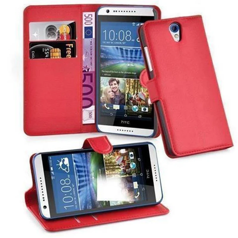 Cadorabo Hülle kompatibel mit HTC Desire 620 Schutzhülle mit Magnetverschluss, Standfunktion und Kartenfach