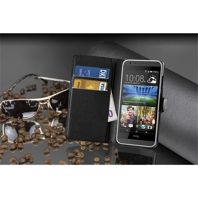 Cadorabo Hülle kompatibel mit HTC Desire 620 Schutzhülle mit Magnetverschluss, Standfunktion und Kartenfach